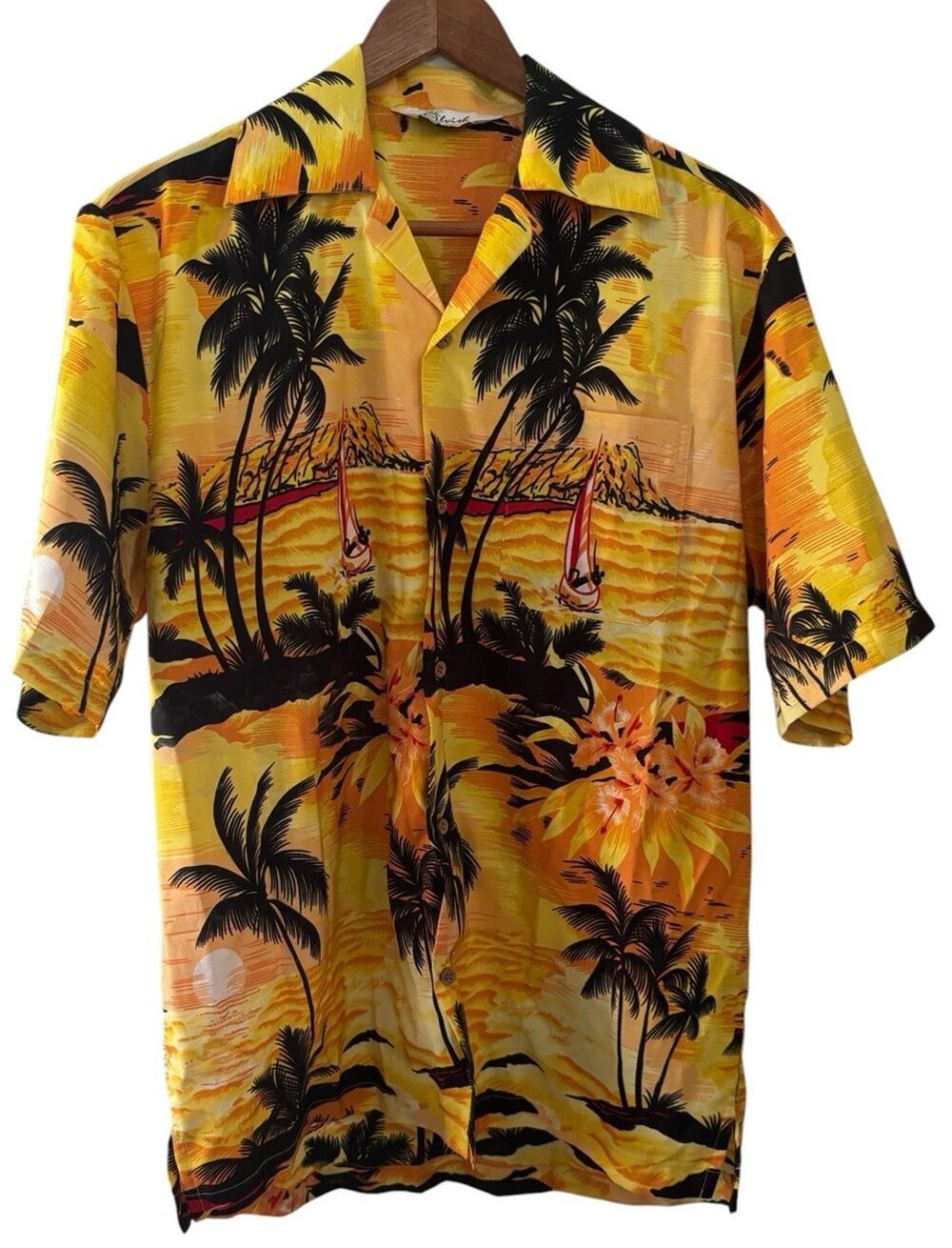 Alvish Hawaiian Tropical Button Up Shirt Mens Size M